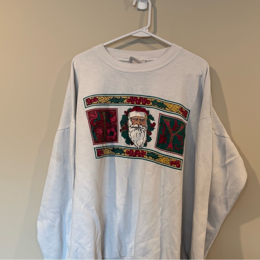 White Christmas Sweater with Santa Vintage